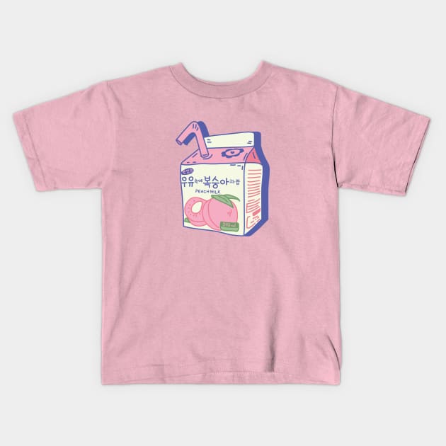 Peachy drink aesthetics design vaporwave Kids T-Shirt by nanaminhae